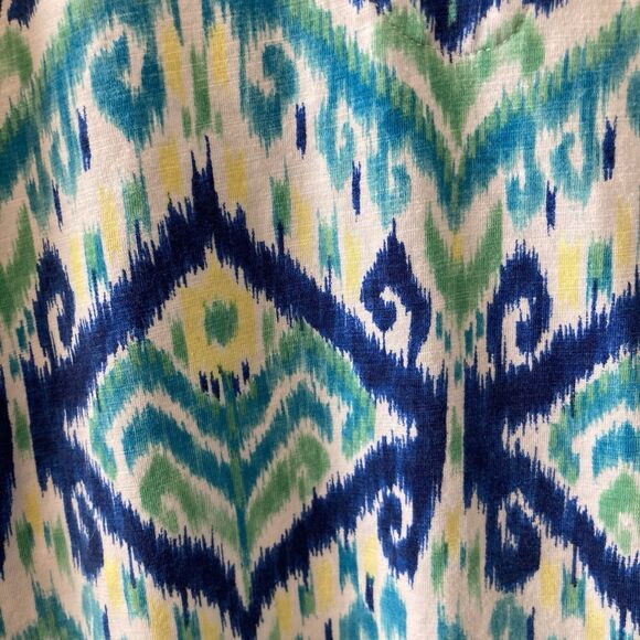 Tommy Bahama Women's Tunic Top Imali Ikat Kiera Blue Green 3/4 Sleeves Size Sm - Picture 7 of 13